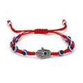 Verstellbares rotes geflochtenes Armband mit Evil Eye und Hand der Fatima Anhänger - Hamsa Hand / Rot