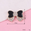 DIY black enamel bow jewelry charm with crystals and gold metal finish, size 17x26mm - D194 Enamel Bowknot
