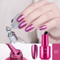 Metallic fuchsia mirror nail polish in 8ml bottle, shade 07 with chrome finish - 07 Purple Rose Red