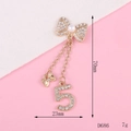 Bowknot pendant with rhinestone number 5 tassel for DIY phone case accessories - D801 Full Diamond Bowknot Double Hanging Number 5