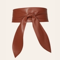 Large ceinture obi pour femme en similicuir marron caramel avec nœud élégant - Taille Standard / café