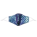 Maschera viso olografica a scaglie di sirena con sfumatura laser blu-viola lucida - Blu Notte Viola