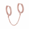 Orecchini a catena in oro rosa con cerchi in zircone scintillante per donne e ragazze - Oro rosa