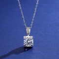 Luxurious round moissanite pendant necklace with four-prong setting and O-chain - Q013 Minimalist Single 2ct