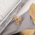 French style gold geometric alloy hair claw clip with elegant pearl accents for women - Small Gold Multi-Circle