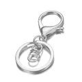 Polished silver alloy keychain with swivel lobster clasp and 30mm flat split ring set - Silver