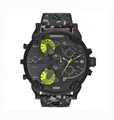 Rugged multi-timezone men's watch with oversized black case and camo strap - 7311 Camouflage Strap