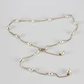 Elegant gold chain belt with white pearls and rhinestones for women's dresses - Pearl Lobster Clasp