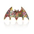 Vintage bat brooch with colorful rhinestones and gold alloy plating for fashion accessories - Colorful