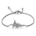 Bracciale regolabile in acciaio inossidabile argento con ciondolo angelo dal design moderno - Stile Angelo d'Argento (KB116445-KFC)