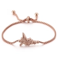 Bracciale regolabile oro rosa con ciondolo aereo da caccia su catena veneziana quadrata - Stile Jet da Combattimento Oro Rosa (KB116444-KFC)