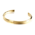 Eleganter goldener C-förmiger Armreif aus Titanstahl mit My Love Gravur und Zirkon - Armband (KB136245-GC) / Gold