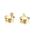 Chic gold-plated C-shaped earrings engraved with MY LOVE and a sparkling zircon stone - Earrings-Gold (KE94745-GC)