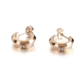 Rose gold zircon C-shaped earrings with 'MY LOVE' engraving and polished finish - Earrings-Rose Gold (KE94744-GC)