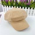 Hellbeige Cord-Schirmmütze mit achteckigem Design und kurzem Visier für Damen - Verstellbar M (56-58cm) / Camel