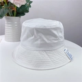 White cotton bucket hat for women with MERCI patch and stylish flat top design - 56-58cm (Adjustable) / White