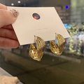 Modern gold twisted geometric earrings with multilayer C-shape design on card - Geometric Twisted Face Style (1# Silver Needle-Geometric)