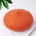 Classic orange wool felt beret for children with a soft plush texture for autumn and winter - One Size / Orange