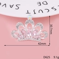 Silver crown alloy accessory with pink rhinestones and crystals, size 42mm x 30.7mm - D625 Gemstone Crown / Pink