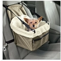 Seggiolino auto kaki per cani piccoli con fodera in pile calda e tasca frontale - Con cerniera / Verde