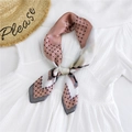 Elegant geometric diamond pattern silk square scarf in lotus pink and grey tones - Grid Grey Border