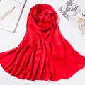 Elegant red square headscarf 110x110cm in matte satin silk with stylish props - 180*70cm / Red