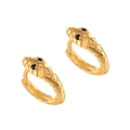 Goldene Schlangen-Ohrringe mit schwarzen Edelsteinaugen und Schuppentextur - Gold