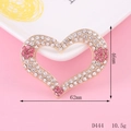 Detail of heart-shaped alloy brooch with rhinestones and dimensions 62x46mm - D444 Heart Rose Red