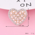 Macro detail of heart-shaped DIY craft charm with pearls and rhinestones 28.5x26mm - D954 Pearl Heart