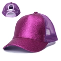 Purple glitter ponytail baseball cap with breathable mesh and sparkle sequin finish - Adjustable (No Label) / Purple