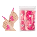Pink stiletto false nails set in numbered size bags with mannequin hand demo display - 06 Rose Red