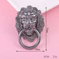 Detail of vintage lion head knocker pendant with 58mm height and 40mm width measurements - Gun Black Lion