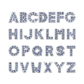 Silver 8mm alloy A-Z alphabet charms with light blue rhinestones for DIY crafts - Full Rhinestone Alphabet Style / A-Z Full Set / Light Blue