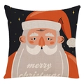 Christmas Santa Claus cushion cover with Merry Christmas text on linen texture - Style 24 / 45*45cm (No Core)