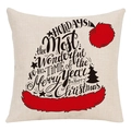 Beige linen Christmas pillowcase with black typography holiday hat design - Style 13 / 45*45cm (No Core)