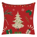 Christmas cushion cover featuring festive red background with tree and gift patterns - Style 10 / 45*45cm (No Core)