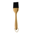 Pennello per olio in silicone con manico in acciaio dorato e setole nere per BBQ - Confezione singola / Oro