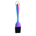 Manico arcobaleno in acciaio inossidabile con spazzola in silicone nero e asola da appendere - Confezione singola / Bianco AB