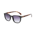 Lunettes de soleil carrées polarisées avec monture noire et branches à motif écaille - Monture Écaille Noire Verres Violets