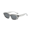 Modern cat-eye sunglasses with translucent gray frames and dark lenses at a 45-degree angle - Translucent Grey Frame Grey Lens