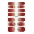 Weinrote 5D-Relief-Nagelaufkleber mit Farbverlauf, Goldglitzer und Strasssteinen FF4019 - Weinrot Farbverlauf Pailletten Strass (FF4019)