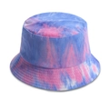 Detail of colorful tie-dye corduroy fabric texture on a bucket hat for autumn and winter - 58cm / Fine Stripe Blue Pink
