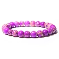 Handmade 8mm natural purple striped agate stone stretch bracelet with unique veining - Purple Emperor Stone