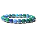 Handmade 8mm natural azurite malachite stone beaded stretch bracelet for women - Phoenix Lapis