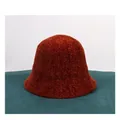 Macro shot of vertical ribbed knit texture on a thick chenille bucket hat for autumn - M (56-58cm) / Caramel color