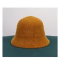 Detailed texture of thick ginger yellow chenille knit bucket hat with vertical ridges - M (56-58cm) / Yellow