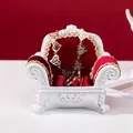 Miniatuur rode fluwelen bank sieradenhouder met gouden ringen en hartketting - Klein / Klassiek Rood Single
