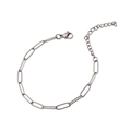 Silver stainless steel paperclip chain bracelet with lobster clasp and heart charm - 16cm+5cm / Steel