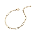 Golden stainless steel paperclip chain bracelet with lobster clasp and extender - 16cm+5cm / Gold