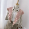 Pink knitted shawl scarf with white polka dots for women casual layered outfit accessory - Knitted Pointed Polka Dot Pink